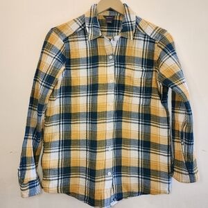 Eddie Bauer Plaid Crinkle Cotton Button Down Shirt Size Medium